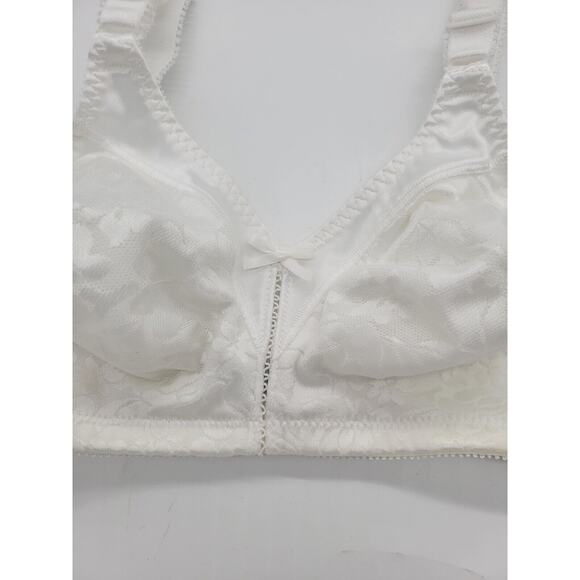 Bali Double Support White Floral Jacquard Adjustable Straps Wire Free Bra SZ 36B - Picture 8 of 8
